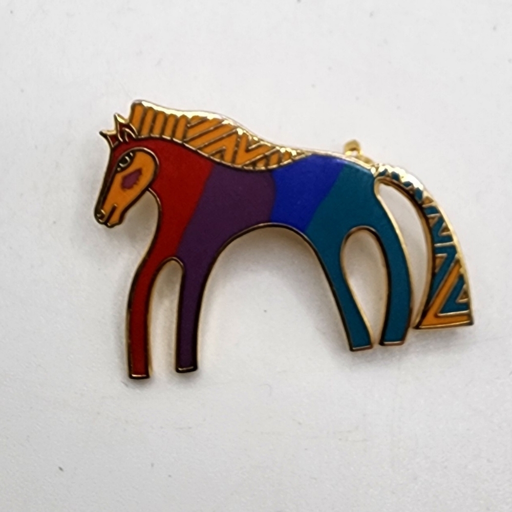 Vintage Laurel Burch "Caballo" Horse Brooch (1980s)anyway. Enamel Pin 1.25"x1"